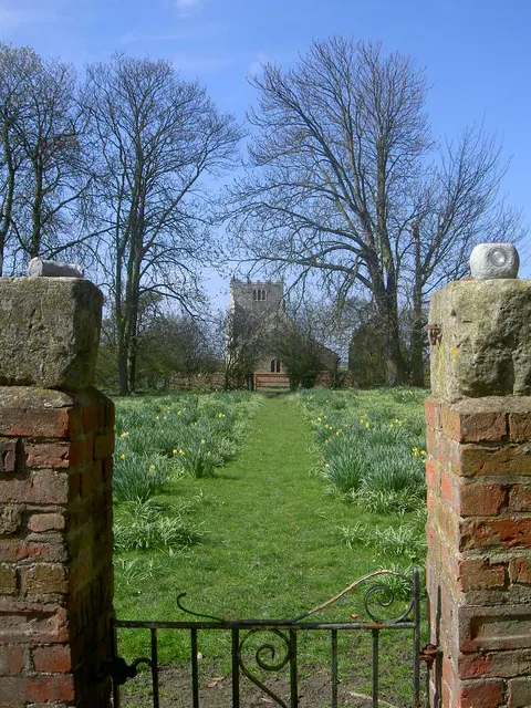 Aughton Church from the gateway into Aughton Hall