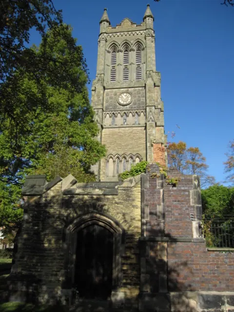 The tower and ruins of Christ Church, Crewe