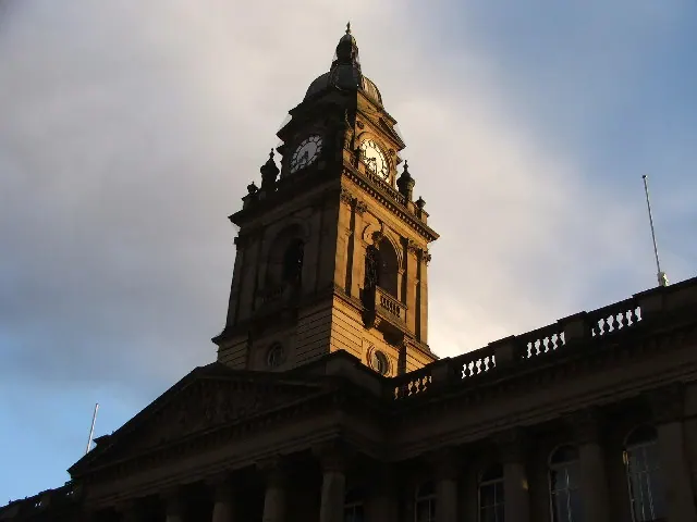 Morley Town Hall clock tower.