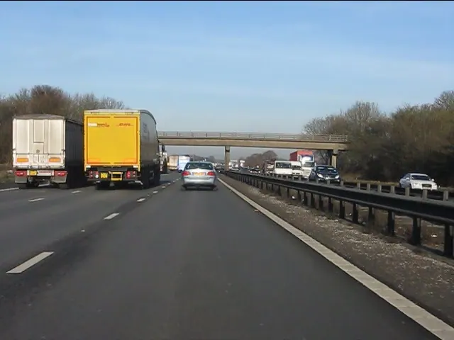 M6 Motorway approaching Hulme Hall Lane overbridge