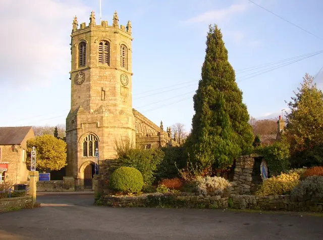 Tower of St Margaret's Church, and entrance to St Mary's RC Church, Hornby