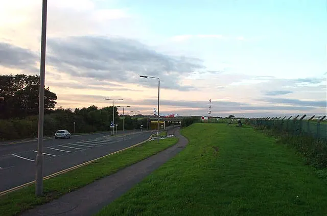 The Runway at Leeds Bradford Airport, on a bridge crossing over the A658