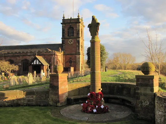 The war memorial and St Dunawd's