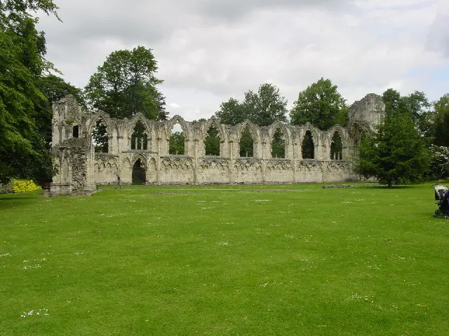 Abbey Ruins in Yorkshire Museum Gardens near River Ouse