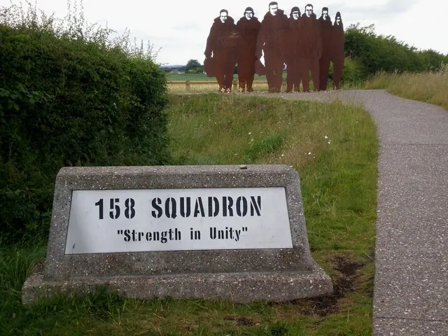 Metal sculpture memorial to RAF's 158 Squadron, Bomber Command, Lissett