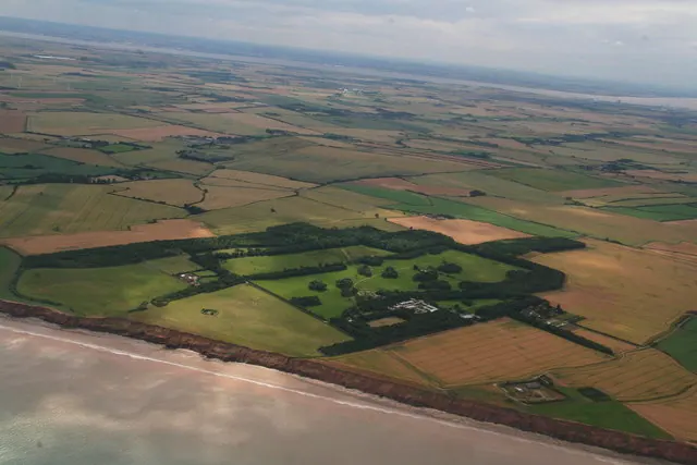 Grimston Hall and moated site: aerial 2015