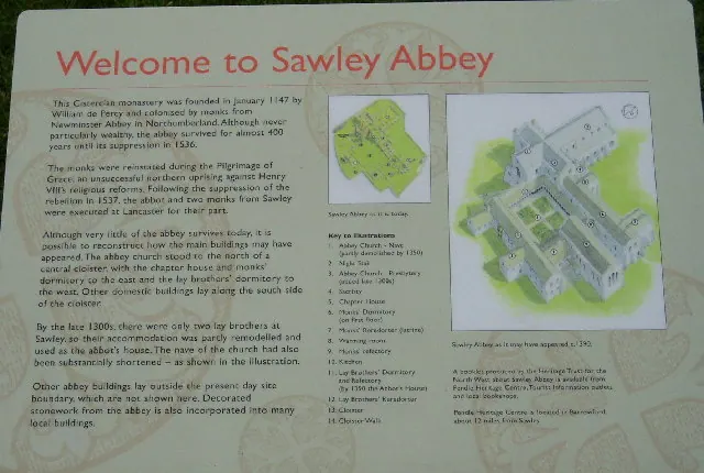 Information board at Sawley Abbey