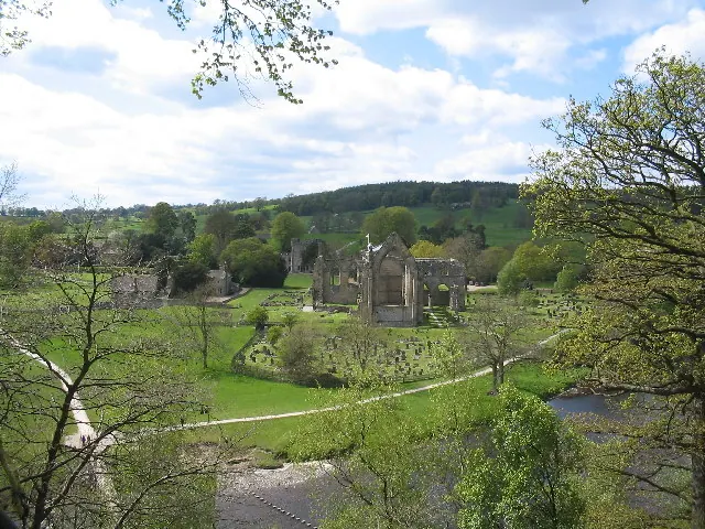 Bolton Abbey ruins from a height