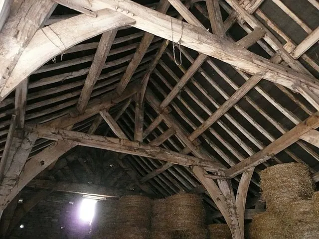 Inside the Tudor barn at Gunthwaite Hall