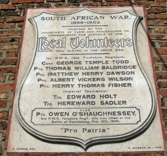 South African War  Memorial, Yarm Town Hall