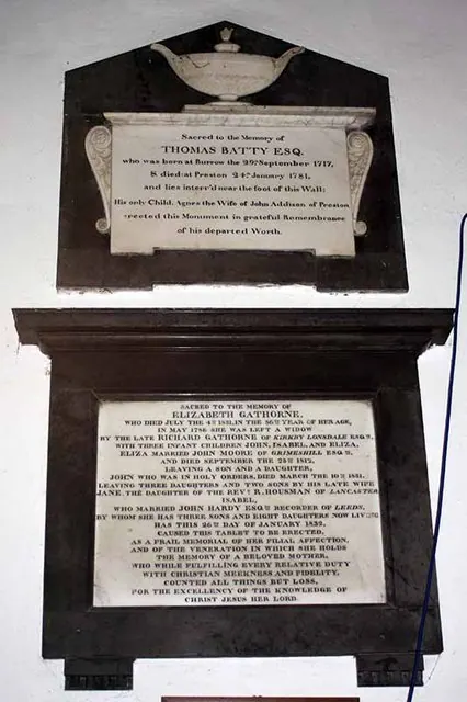 St Mary's Church, Kirkby Lonsdale, Cumbria - Wall monument