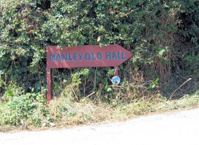 Direction sign for Manley Old Hall