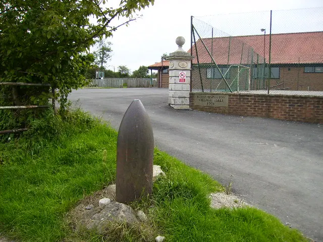 Historical shell casing at Kirby Misperton Village Hall