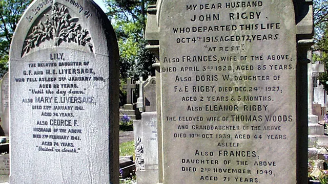 Eleanor Rigby headstone at St Peter's Church, Church Road, Woolton