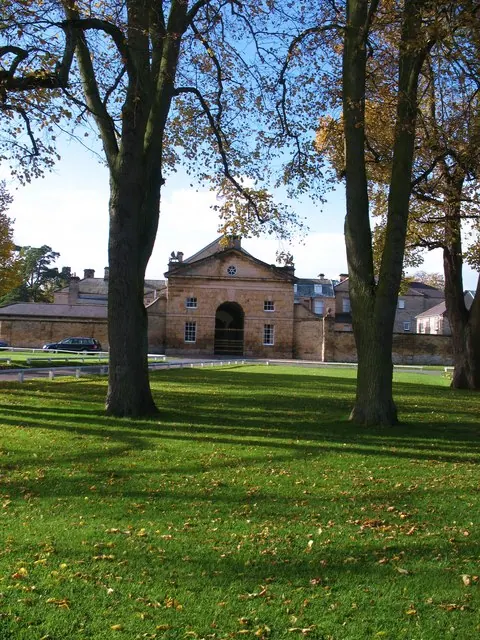 Village green and hall entrance, Hovingham