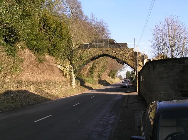 Stone bridge over the road at Ampleforth Abbey