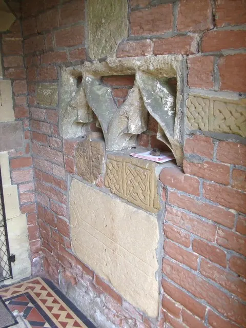 Medieval carvings in the church porch