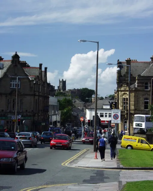 Looking down South Road towards the Castle and Priory