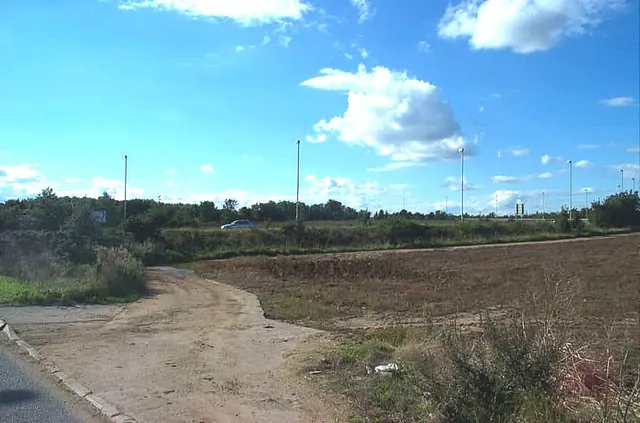 Barnsdale Bar Flyover, crossing the A1, viewed from the east.