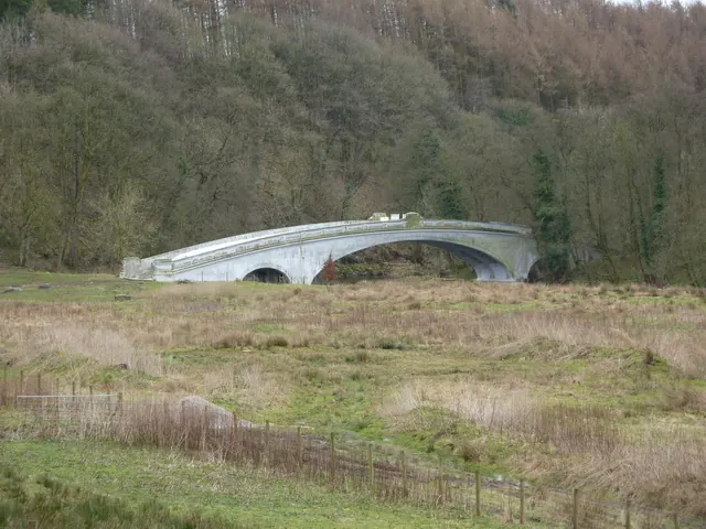 Pipe bridge on the Stocks Reservoir Aqueduct on the River Hodder