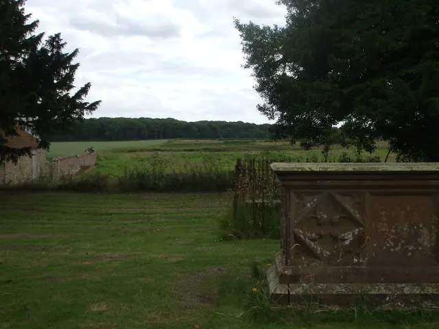 Harpham - view from parish church over ancient earthworks
