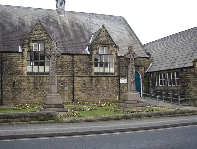 The Celtic crosses, Main Street, Burley in Wharfedale